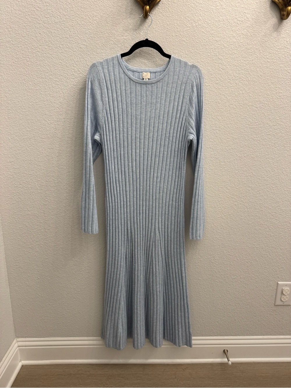 a new day Light Blue Ribbed Midi Sweater Dress